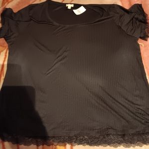 Paper & Tee Women's 3X Black Blouse Shirt New